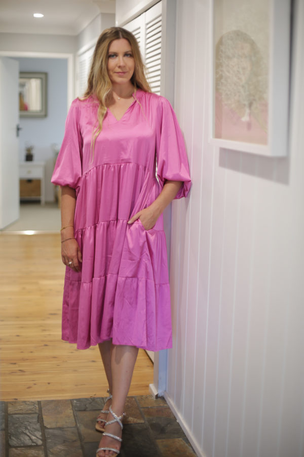 fuchsia White Closet midi dress, loose fitting